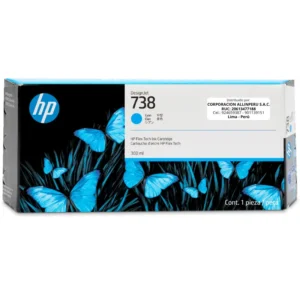 Tinta HP 738 Cyan 676M6A 300ml para DesignJet T850 T950 - vista frontal