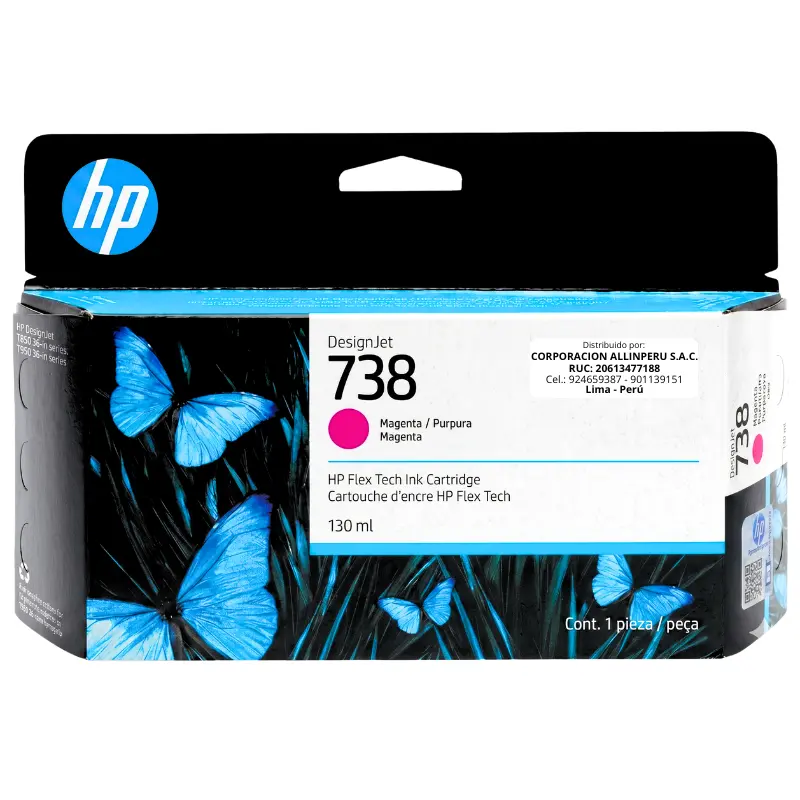 Tinta HP 738 magenta 130ml 498N6A original sellada HP DesignJet T850 T950