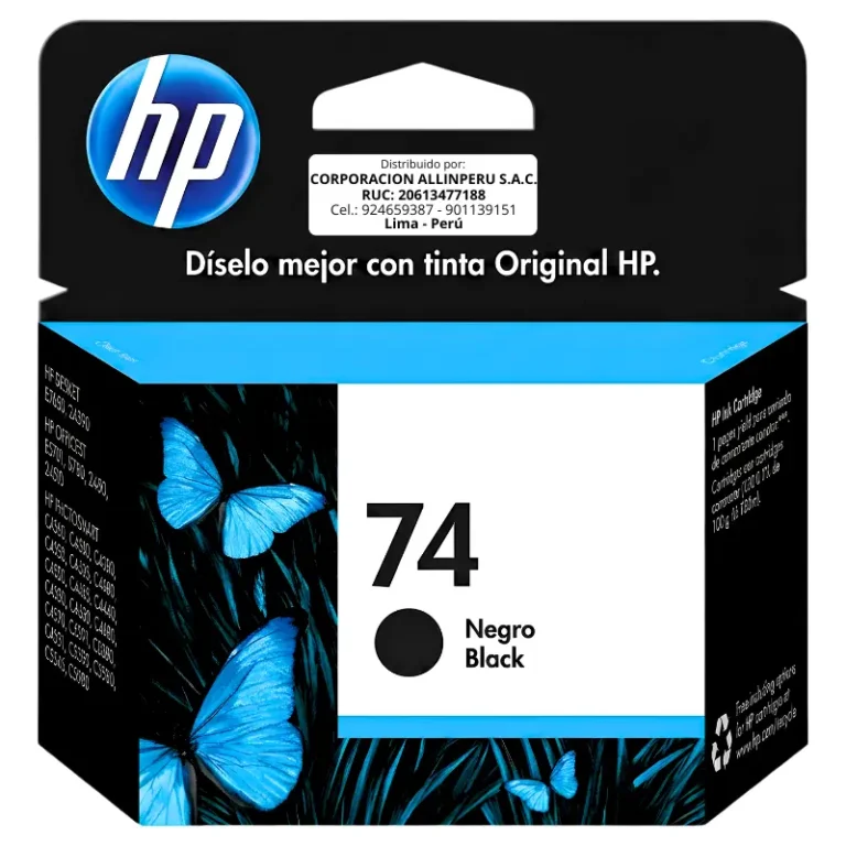 Tinta HP 74 Negro CB335WL original cartucho frontal