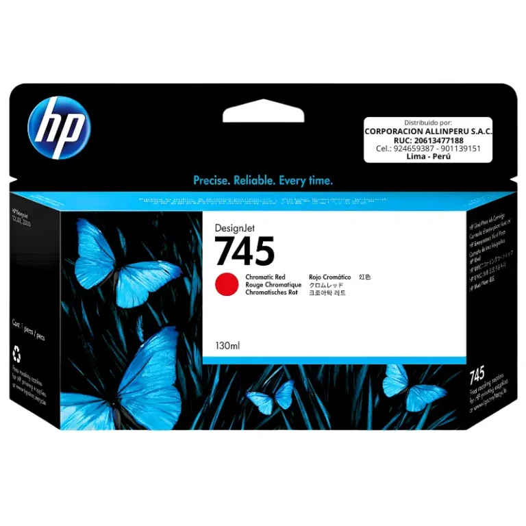 Tinta HP 745 F9K00A Chromatic Red 130ml original vista frontal
