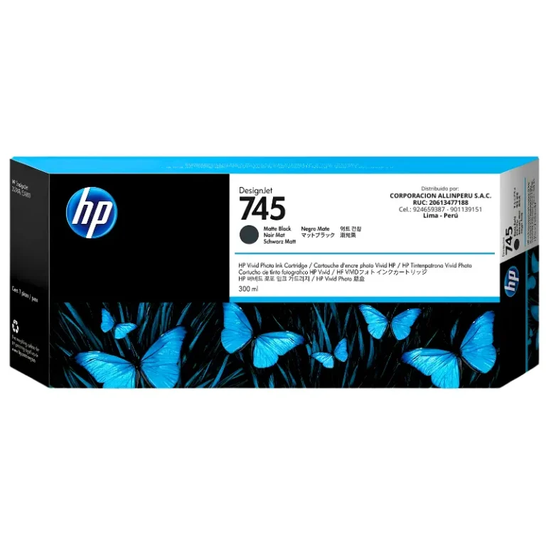 Tinta HP 745 Matte Black 300ml F9K05A original sellada