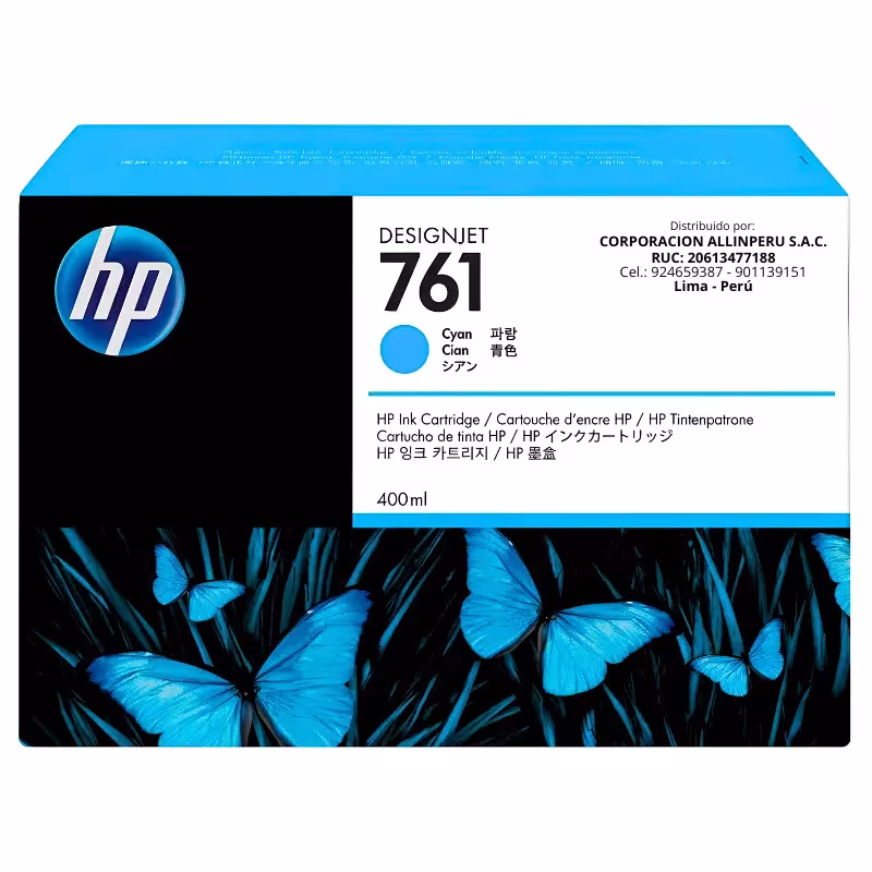 Tinta HP 761 Cyan CM994A original frontal