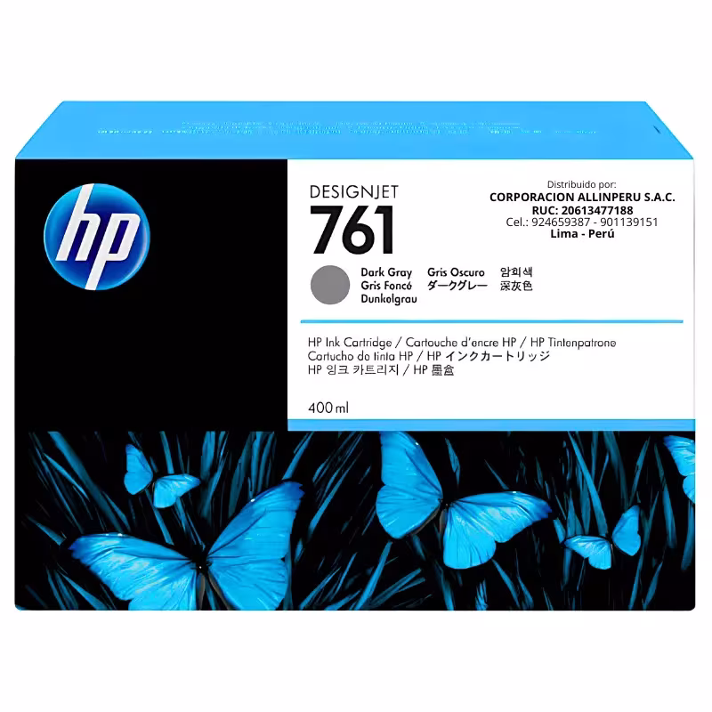 Tinta HP 761 Dark Gray CM996A original frontal