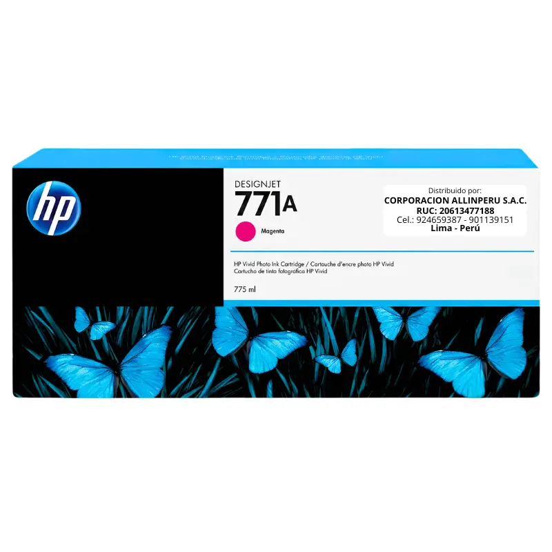 Tinta HP 771A B6Y17A Magenta 775ml Original Tinta HP 771A B6Y17A Magenta 775ml - Imagen 1