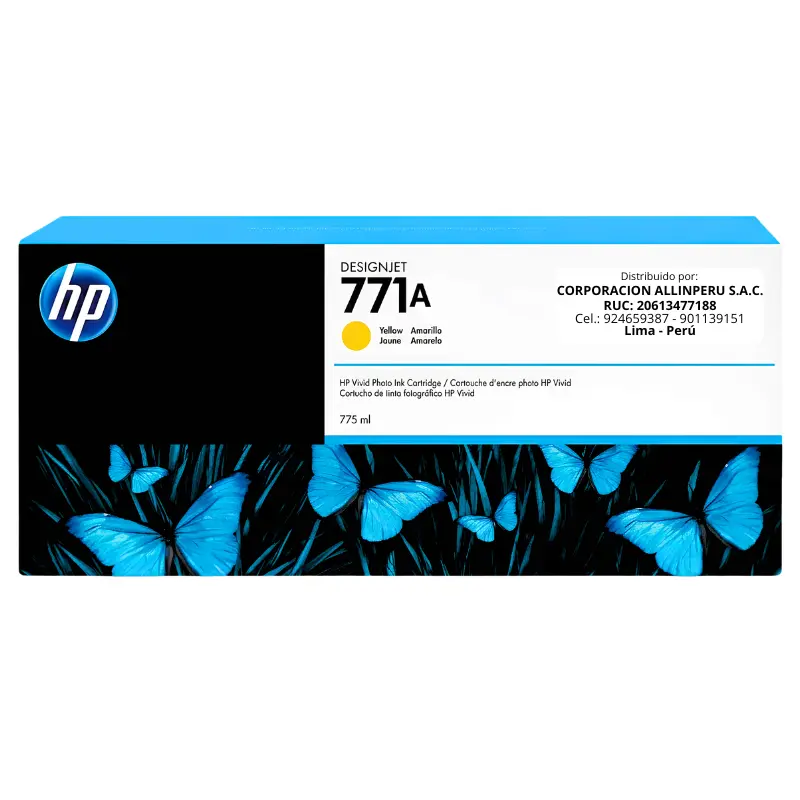 Tinta HP 771A B6Y18A Amarillo 775ml Original Foto de tinta HP 771A B6Y18A amarillo 775ml original