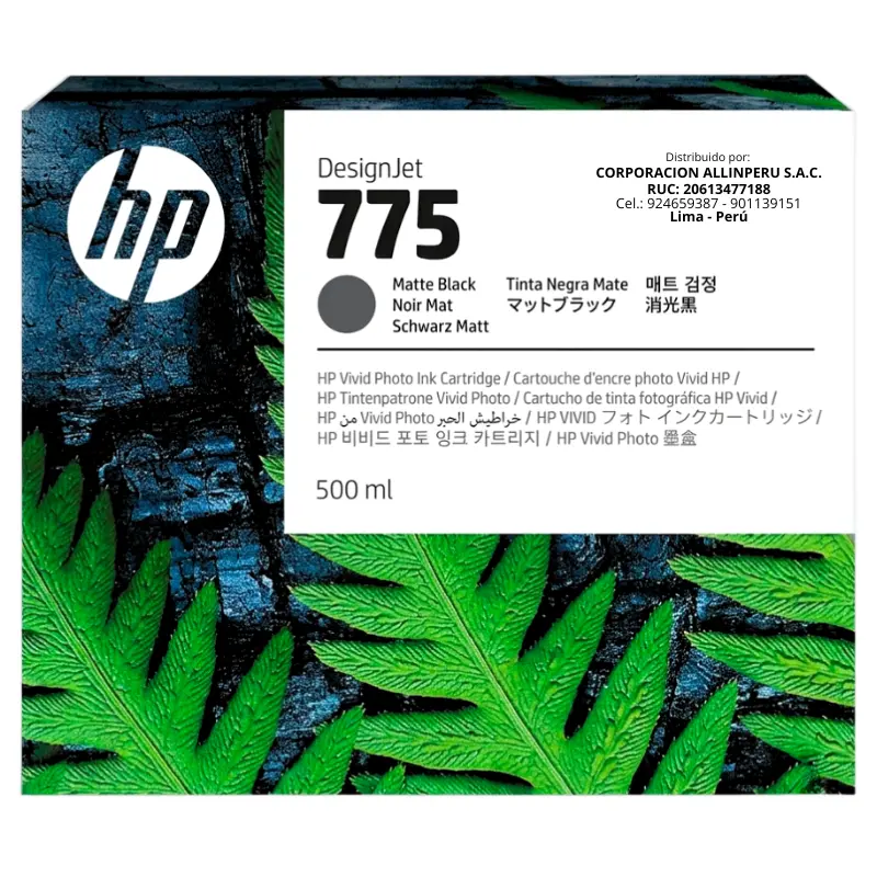 Foto de tinta hp 775 negro mate 500ml código 1XB22A