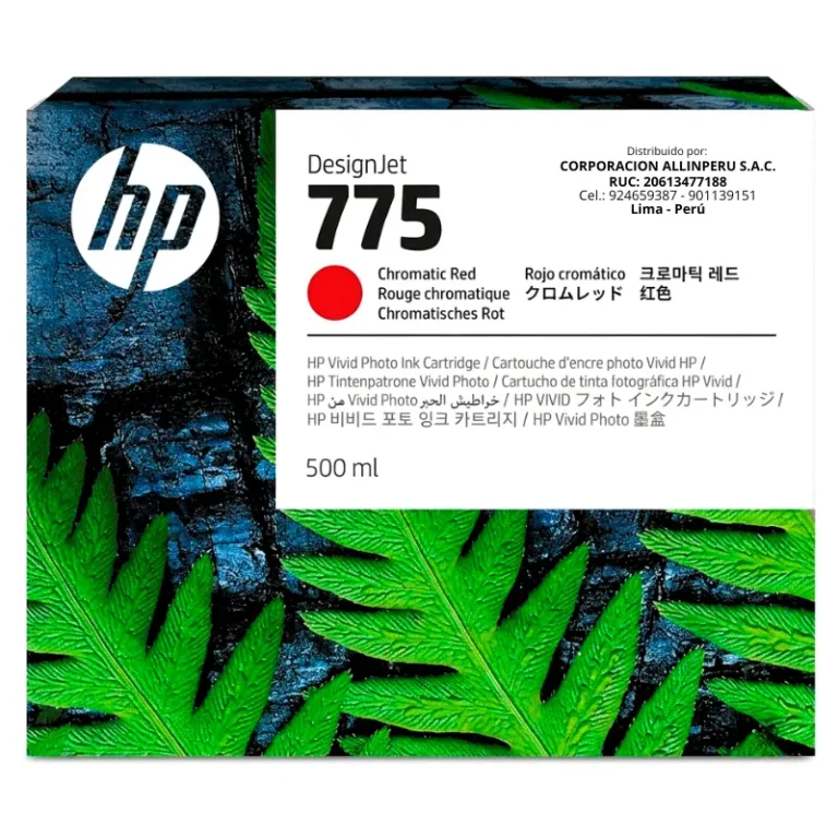 Foto de tinta hp 775 rojo cromático 500ml código 1XB20A