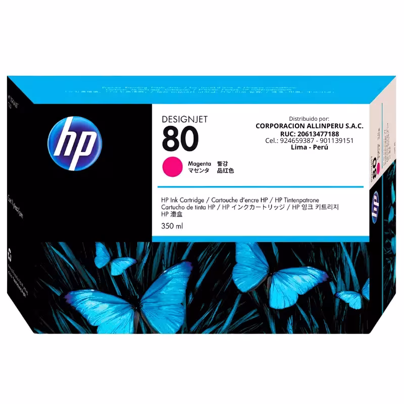 Tinta HP 80 Magenta C4847A 350ml Tinta HP 80 magenta C4847A 350ml original vista frontal