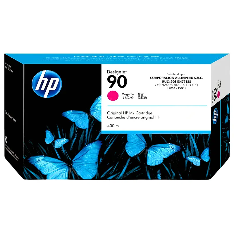 Foto de tinta HP 90 magenta C5063A cartucho frontal 400ml