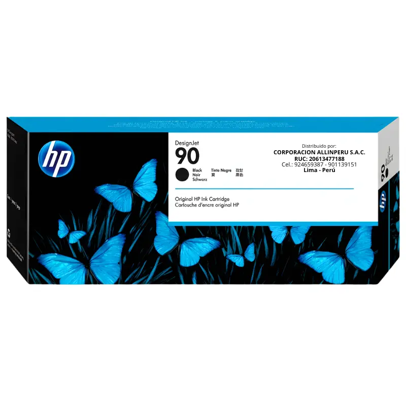 Foto de tinta HP 90 negro C5058A cartucho frontal 400ml