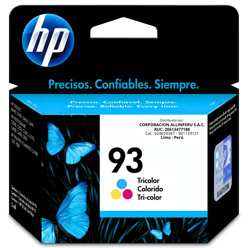 Tinta HP 93 Tricolor C9361WL original, vista frontal del cartucho