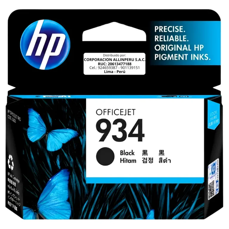 Tinta HP 934 negro C2P19AL original sobre fondo blanco