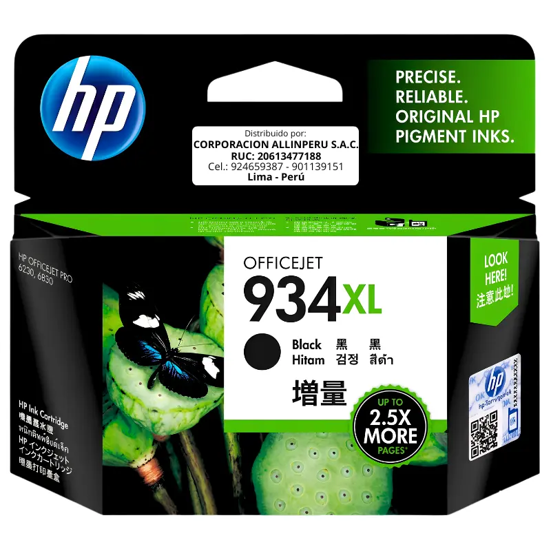 Tinta HP 934XL Negro C2P23AL original sellada de fábrica