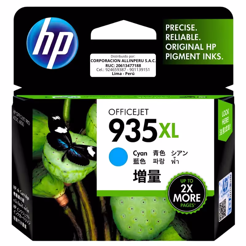 Tinta HP 935XL Cian C2P24AL original sellada de fábrica