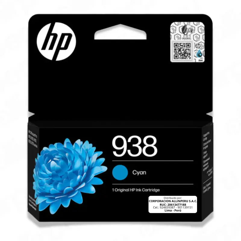 Tinta HP 938 Cyan 4S6X5PL OfficeJet Pro 9110, 9120, 9130