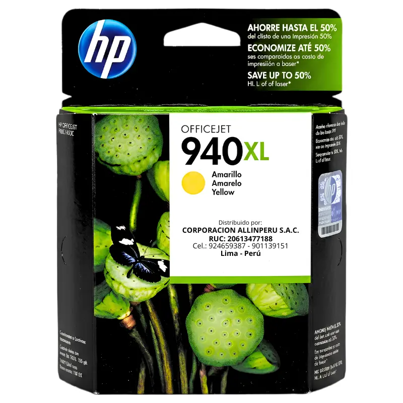 Tinta HP 940XL Amarillo C4909AL cartucho original frontal