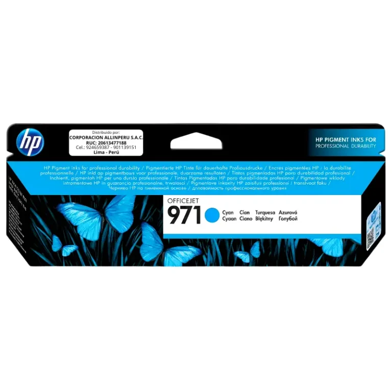 Tinta HP 971 CN622AM cyan original cartucho frontal