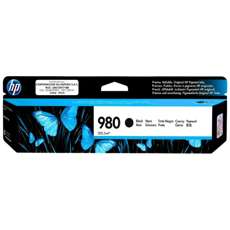 Tinta HP 980 negro D8J10A cartucho original frontal