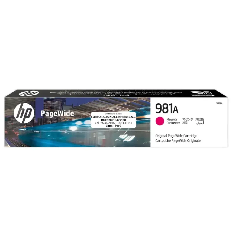 Tinta HP 981A magenta J3M69A original vista frontal del cartucho