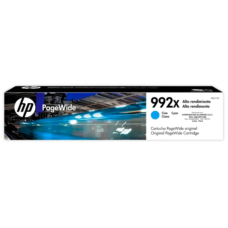Tinta HP 992X Cyan M0J91AL Tinta HP 992X cyan M0J91AL cartucho original frontal