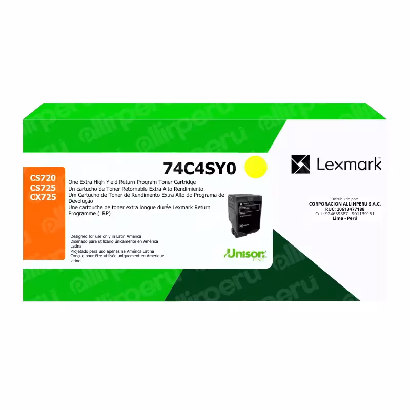 Toner Lexmark 74C4SY0 Yellow para CS720, CS725, CX725