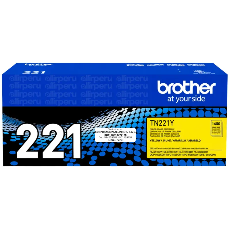 Toner Brother TN-221Y Yellow 1.400 Páginas Original Toner Brother TN-221Y Yellow 1.400 Páginas Original