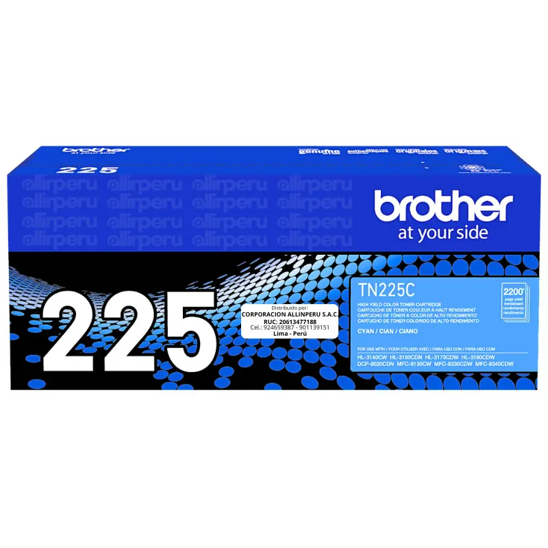 Toner Brother TN-225C Cian 2.200 Páginas Original Toner Brother TN-225C Cian 2.200 Páginas Original