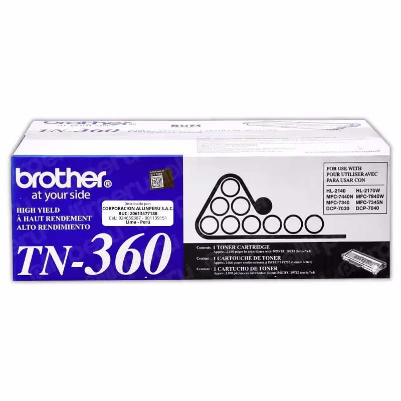 Toner Brother TN-360 Negro 2.600 Páginas Original