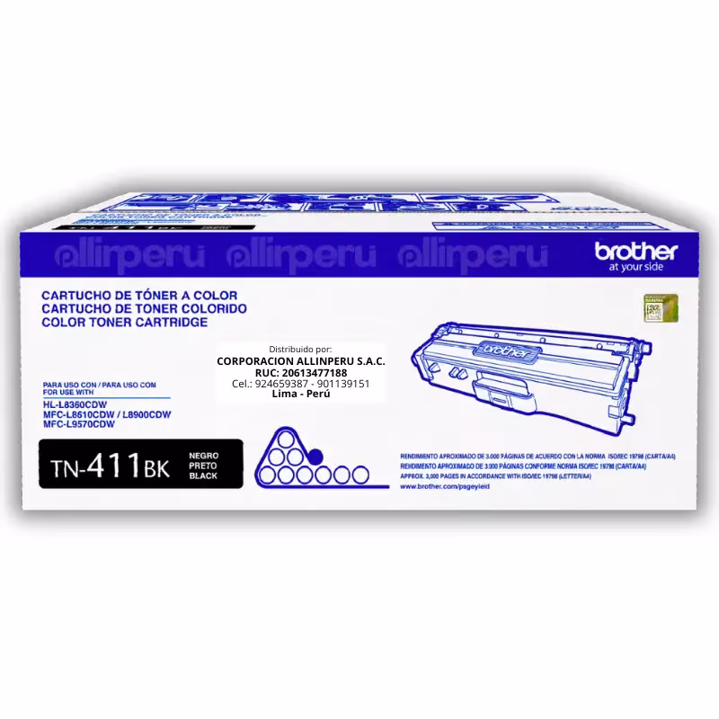 Toner Brother TN-411BK Negro 3,000 Páginas