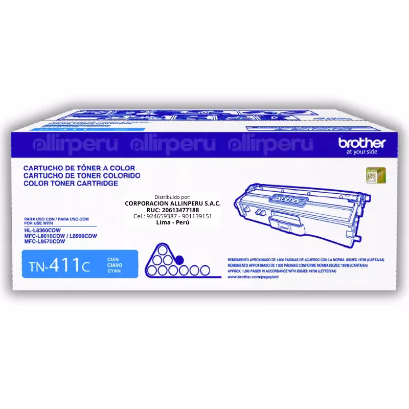 Toner Brother TN-411C Cian 1,800 Páginas Original