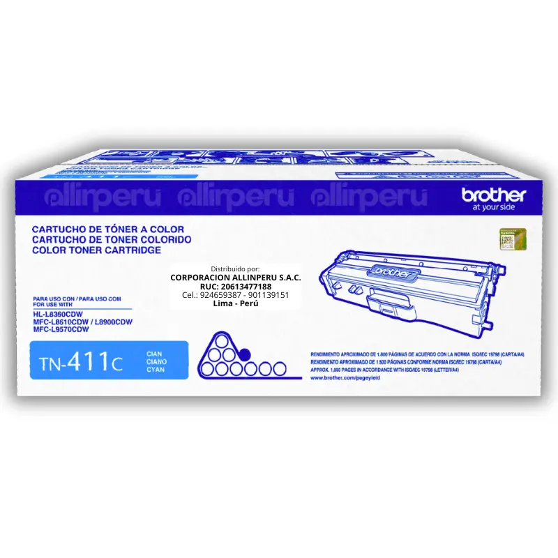 Toner Brother TN-411C Cian 1,800 Páginas Original Toner Brother TN-411C Cian 1,800 Páginas Original