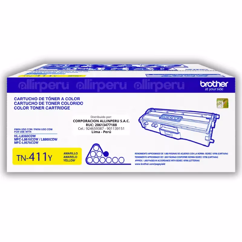 Toner Brother TN-411Y Yellow 1,800 Páginas Original