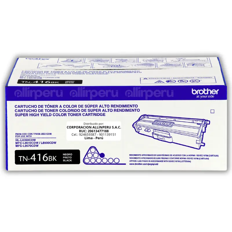 Toner Brother TN-416BK Negro 6,500 Páginas Toner Brother TN-416BK Negro 6,500 Páginas