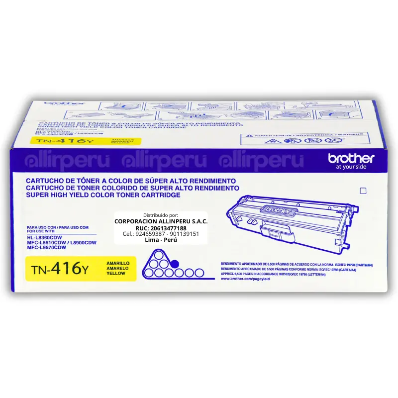 Toner Brother TN-416Y Yellow 6,500 Páginas