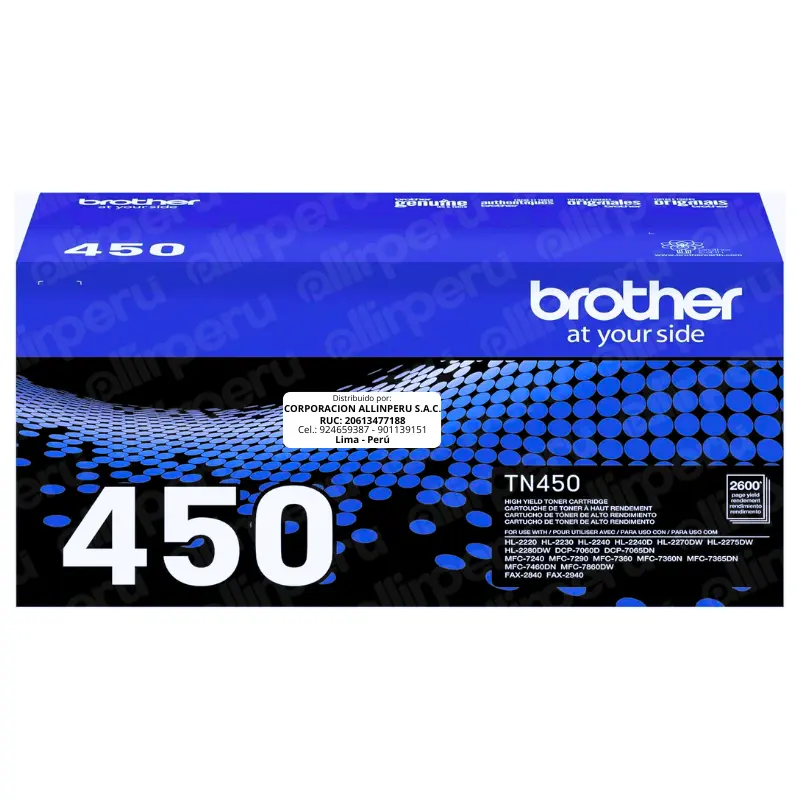 Toner Brother TN-450 Negro 2.600 Páginas Original