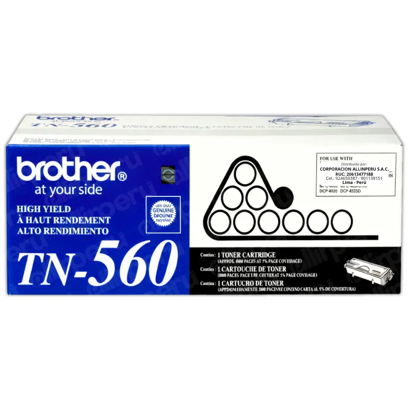 Toner Brother TN-560 Negro 6.500 Páginas Original Toner Brother TN-560 Negro 6.500 Páginas Original