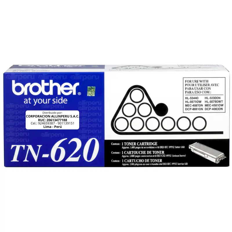 Toner Brother TN-620 Negro 3.000 Páginas Original
