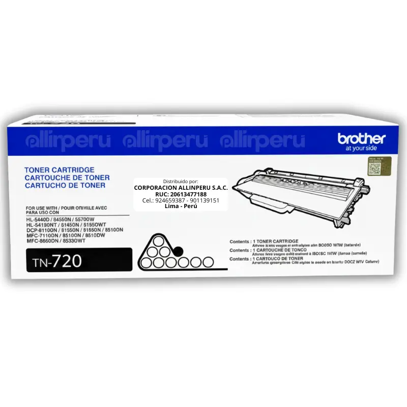 Toner Brother TN-720 Negro 3.000 Páginas Original