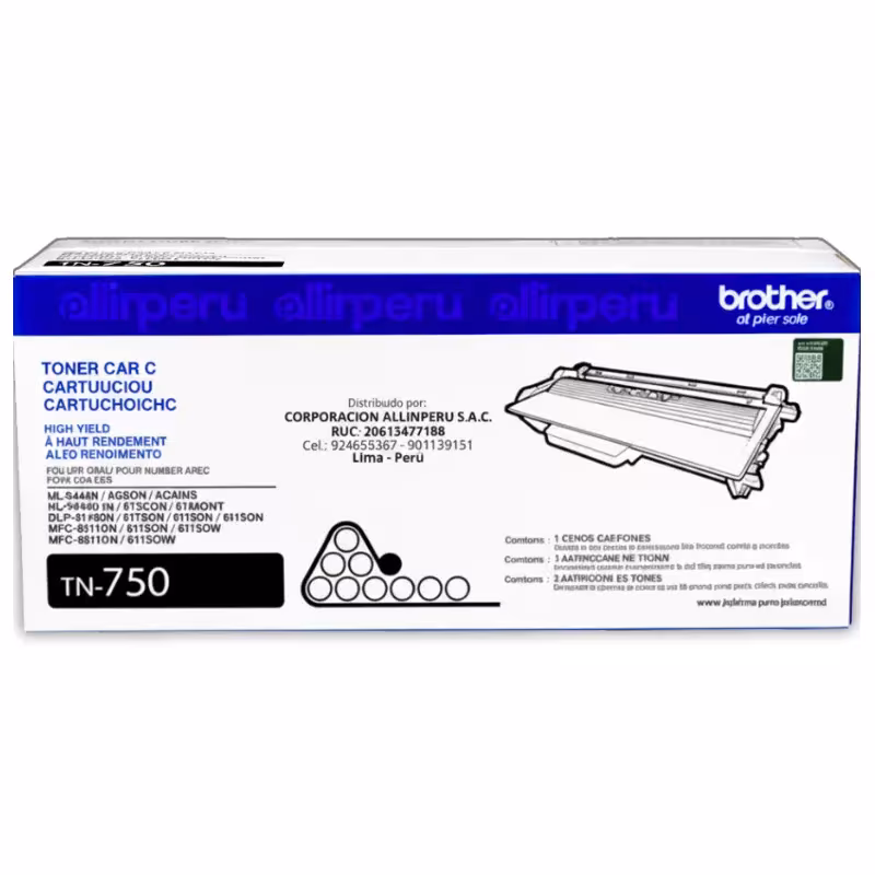 Toner Brother TN-750 Negro 8.000 Páginas Original