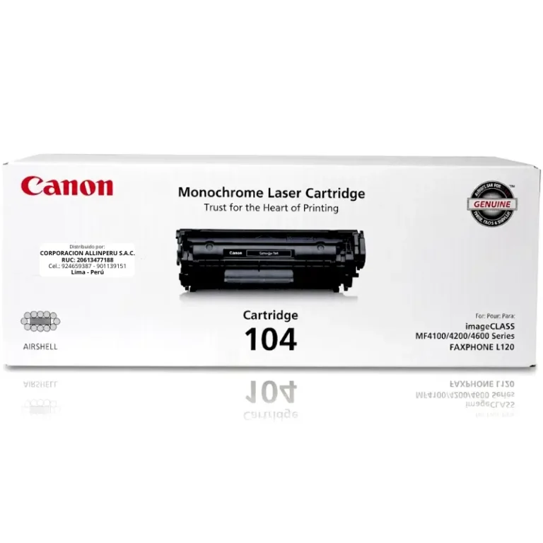 Tóner Canon 104 original 0263B001BA caja sellada fondo blanco
