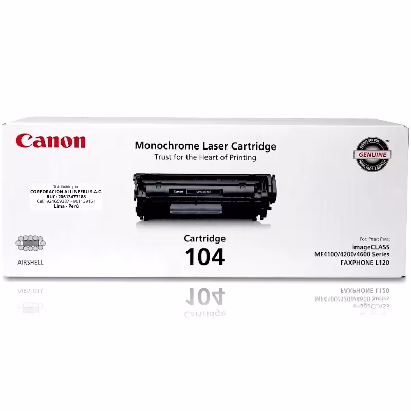 Tóner Canon 104 original 0263B001BA caja sellada fondo blanco