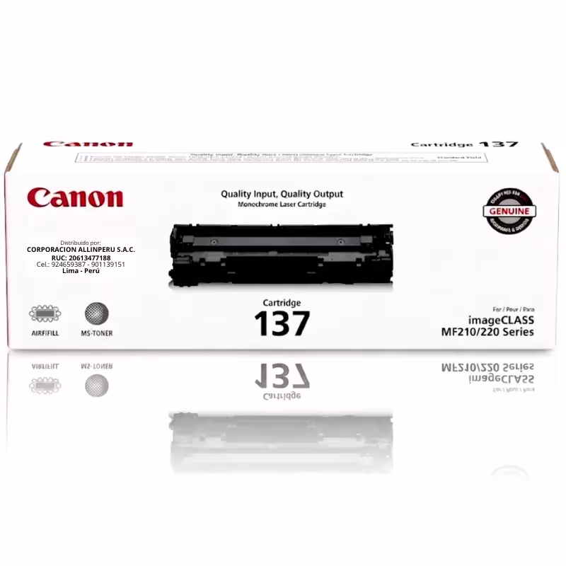 Tóner Canon 137 negro original en caja sellada vista frontal