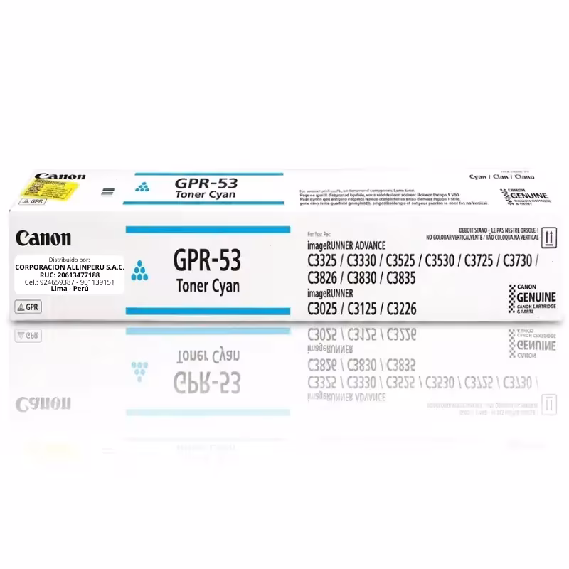 Toner Canon GPR-53C Cian original sellado fondo blanco