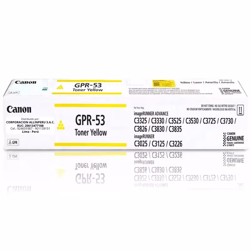 Toner Canon GPR-53Y Amarillo original sellado fondo blanco