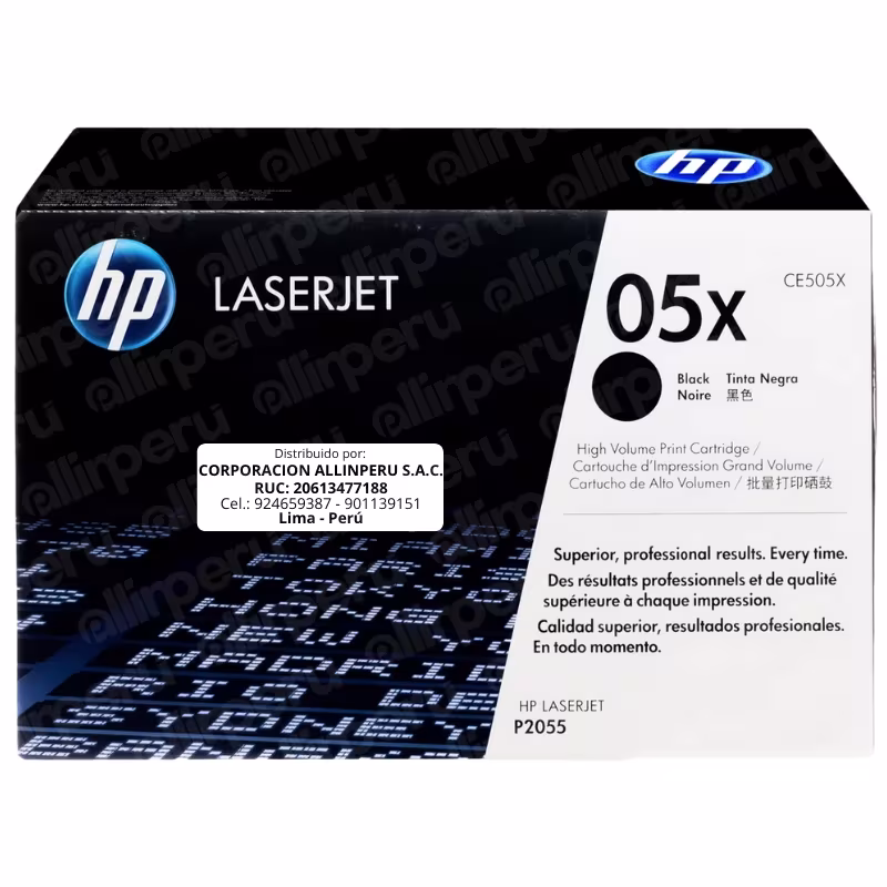 Toner HP 05X Negro CE505X para LaserJet P2035 P2050 P2055