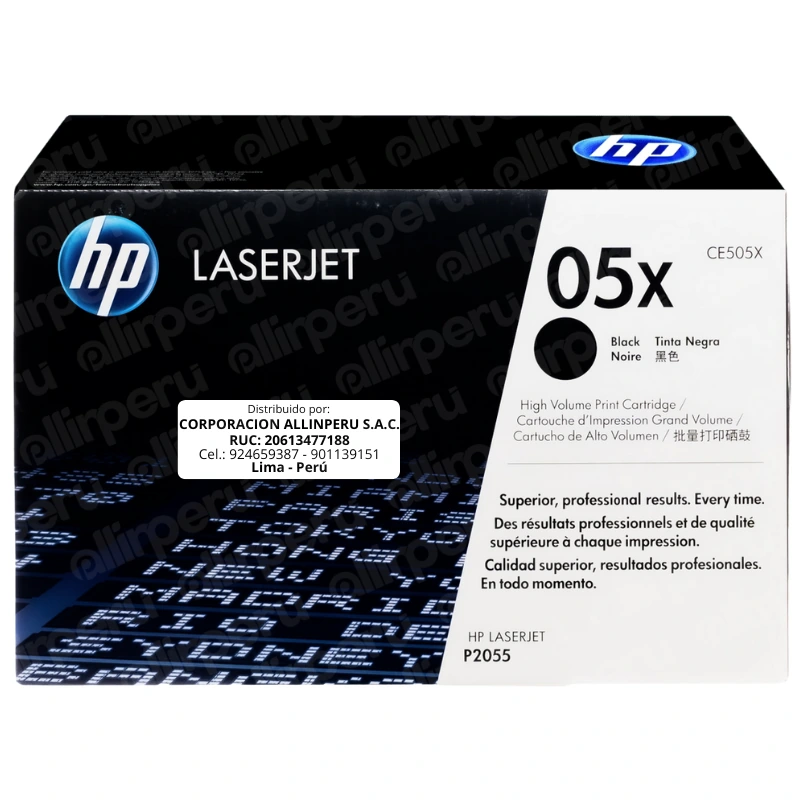 Toner HP 05X Negro CE505X para LaserJet P2035 P2050 P2055 Toner HP 05X Negro CE505X para LaserJet P2035 P2050 P2055