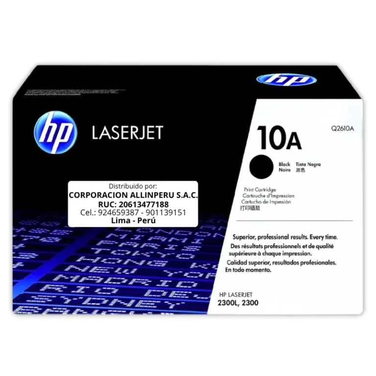 Toner HP 10A negro Q2610A original vista frontal del cartucho
