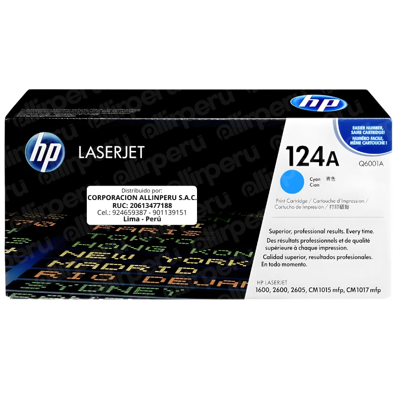 Toner HP 124A Cian Q6001A LaserJet 1600 2600 2605 CM1015 CM1017 Toner HP 124A Cian Q6001A LaserJet 1600 2600 2605 CM1015 CM1017