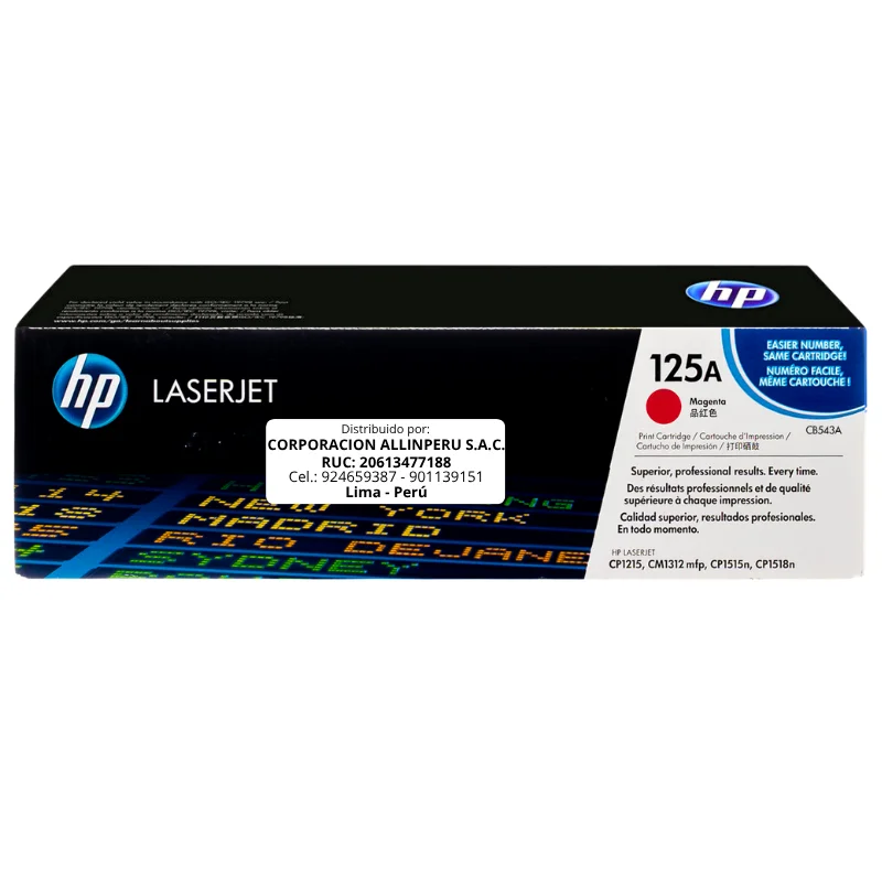 Foto de tóner HP 125A magenta CB543A original en vista frontal