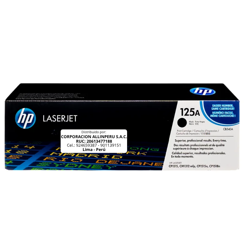 Foto de tóner HP 125A negro CB540A original en vista frontal